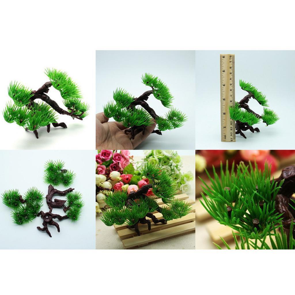Maxbell Artificial Plant Plastic Green Pine Tree for Aquarium Fish Tank Decoration S