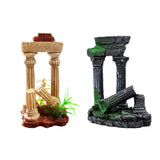 Maxbell Maxbell Fake Resin Roman Stone Pillar Column Aquarium Fish Tank Ornament Deco Yellow