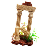 Maxbell Maxbell Fake Resin Roman Stone Pillar Column Aquarium Fish Tank Ornament Deco Yellow