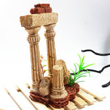 Maxbell Maxbell Fake Resin Roman Stone Pillar Column Aquarium Fish Tank Ornament Deco Yellow