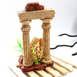 Maxbell Maxbell Fake Resin Roman Stone Pillar Column Aquarium Fish Tank Ornament Deco Yellow