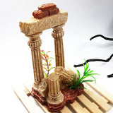 Maxbell Maxbell Fake Resin Roman Stone Pillar Column Aquarium Fish Tank Ornament Deco Yellow