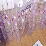 Maxbell 100*200cm Window Voile Curtain Panel Sheer Tulle Drape Tullip Flower Purple - Aladdin Shoppers