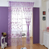 Maxbell 100*200cm Window Voile Curtain Panel Sheer Tulle Drape Tullip Flower Purple - Aladdin Shoppers