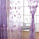 Maxbell 100*200cm Window Voile Curtain Panel Sheer Tulle Drape Tullip Flower Purple - Aladdin Shoppers