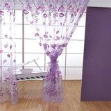 Maxbell 100*200cm Window Voile Curtain Panel Sheer Tulle Drape Tullip Flower Purple - Aladdin Shoppers