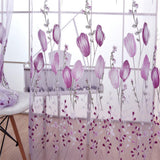 Maxbell 100*200cm Window Voile Curtain Panel Sheer Tulle Drape Tullip Flower Purple - Aladdin Shoppers