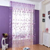 Maxbell 100*200cm Window Voile Curtain Panel Sheer Tulle Drape Tullip Flower Purple - Aladdin Shoppers