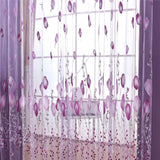 Maxbell 100*200cm Window Voile Curtain Panel Sheer Tulle Drape Tullip Flower Purple - Aladdin Shoppers