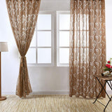 Maxbell 100*200cm Window Voile Curtain Panel Sheer Tulle Drape Leaf Light Cofffee - Aladdin Shoppers