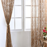 Maxbell 100*200cm Window Voile Curtain Panel Sheer Tulle Drape Leaf Light Cofffee - Aladdin Shoppers