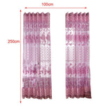 Maxbell 100*250cm Flower Window Curtain Sheer Valance Voile Light Purple with Beads - Aladdin Shoppers