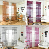 Maxbell 100*250cm Flower Window Curtain Sheer Valance Voile Light Purple with Beads - Aladdin Shoppers