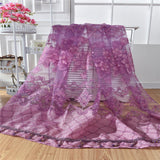 Maxbell 100*250cm Flower Window Curtain Sheer Valance Voile Light Purple with Beads - Aladdin Shoppers