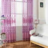 Maxbell 100*250cm Flower Window Curtain Sheer Valance Voile Light Purple with Beads - Aladdin Shoppers