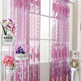 Maxbell 100*250cm Flower Window Curtain Sheer Valance Voile Light Purple with Beads - Aladdin Shoppers