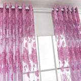 Maxbell 100*250cm Flower Window Curtain Sheer Valance Voile Light Purple with Beads - Aladdin Shoppers