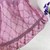 Maxbell 100*250cm Flower Window Curtain Sheer Valance Voile Light Purple with Beads - Aladdin Shoppers