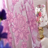 Maxbell 100*250cm Flower Window Curtain Sheer Valance Voile Light Purple with Beads - Aladdin Shoppers