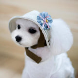 Maxbell Maxbell Adjustable Round Pet Hat Dog Puppy Cap Bucket Hat Sunbonnet L Blue Flowers