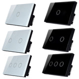 Maxbell 2Pcs 1 Way Touch Wall Control Light Switch Crystal Glass Panel 1 Gang 3 Gang