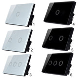 Maxbell 2Pcs 1 Way Touch Wall Control Light Switch Crystal Glass Panel 1 Gang 3 Gang