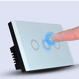 Maxbell 2Pcs 1 Way Touch Wall Control Light Switch Crystal Glass Panel 1 Gang 3 Gang