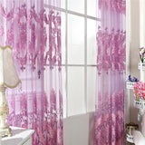 Maxbell 100*250cm Flower Window Curtain Sheer Valance Voile Light Purple - Aladdin Shoppers