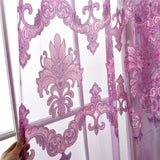 Maxbell 100*250cm Flower Window Curtain Sheer Valance Voile Light Purple - Aladdin Shoppers