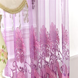 Maxbell 100*250cm Flower Window Curtain Sheer Valance Voile Light Purple - Aladdin Shoppers