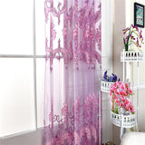 Maxbell 100*250cm Flower Window Curtain Sheer Valance Voile Light Purple - Aladdin Shoppers