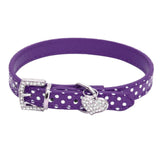 Maxbell Maxbell Adjustable Dotted Pet Puppy Dog Collar Heart Pendant Necklace S_Purple