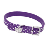 Maxbell Maxbell Adjustable Dotted Pet Puppy Dog Collar Heart Pendant Necklace S_Purple