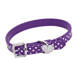 Maxbell Maxbell Adjustable Dotted Pet Puppy Dog Collar Heart Pendant Necklace S_Purple