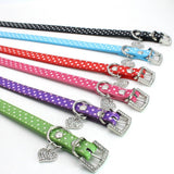 Maxbell Maxbell Adjustable Dotted Pet Puppy Dog Collar Heart Pendant Necklace S_Purple