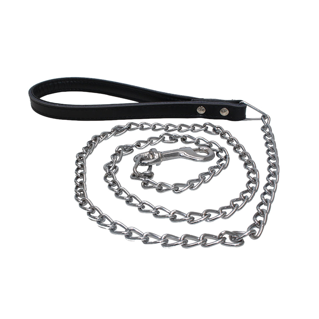 Maxbell Maxbell Pet Harness Dog Leather Iron Chain Safety Noctilucent Pet Supply Black