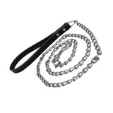 Maxbell Maxbell Pet Harness Dog Leather Iron Chain Safety Noctilucent Pet Supply Black