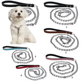 Maxbell Maxbell Pet Harness Dog Leather Iron Chain Safety Noctilucent Pet Supply Brown