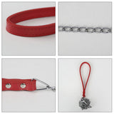 Maxbell Maxbell Pet Harness Dog Leather Iron Chain Safety Noctilucent Pet Supply Red