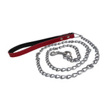 Maxbell Maxbell Pet Harness Dog Leather Iron Chain Safety Noctilucent Pet Supply Red