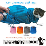 Maxbell Pet Supplies Cat Grooming Bathing Shower Nails Clipping Feeding Restraint Mesh Design Multifunctional Bag Blue L
