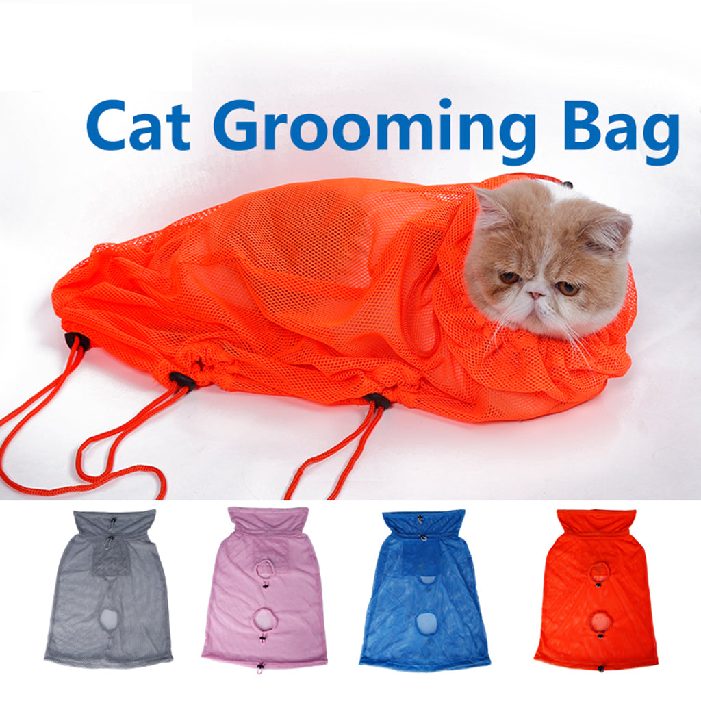 Maxbell Maxbell Pet Supplies Cat Grooming Bathing Shower Nails Clipping Feeding Restraint Mesh Design Bag Grey L