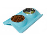 Maxbell Maxbell Stainless Steal Pet Food Water Dish Portable Puppy Cat Feeding Bowl Blue