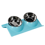 Maxbell Maxbell Stainless Steal Pet Food Water Dish Portable Puppy Cat Feeding Bowl Blue