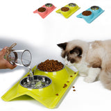 Maxbell Maxbell Stainless Steal Pet Food Water Dish Portable Puppy Cat Feeding Bowl Blue