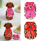 Maxbell Maxbell Two Colors Leopard Design Coral Fleece Puppy Clothes Pet Dress Vest 8# Red