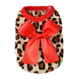 Maxbell Maxbell Two Colors Leopard Design Coral Fleece Puppy Clothes Pet Dress Vest 8# Red