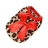 Maxbell Maxbell Two Colors Leopard Design Coral Fleece Puppy Clothes Pet Dress Vest 8# Red