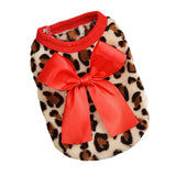 Maxbell Maxbell Two Colors Leopard Design Coral Fleece Puppy Clothes Pet Dress Vest 8# Red