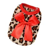 Maxbell Maxbell Two Colors Leopard Design Coral Fleece Puppy Clothes Pet Dress Vest 8# Red
